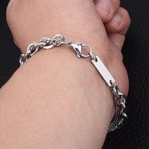 New Simple Popular Design Geometric <b>Chain</b> <b>Cross</b> Bracelet Titanium Steel Silver Plated Unisex's Bracelets Fashionable Jewelry - Product Image 2