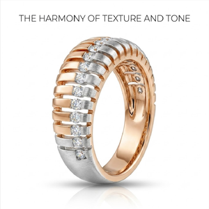 Factory Price Luxury 18K Solid Rose Gold Two Tone Diamond Ring <b>Micro</b>-pave Dome Band Custom - Product Image 1