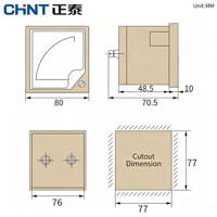 Chint 6L2-V 6L2-A 400/5A 600/5A 200/5A Amperemeter dan Voltmeter AC Tipe Jarum 0-450V AC (0.1% + 1) Kelas Akurasi 60A