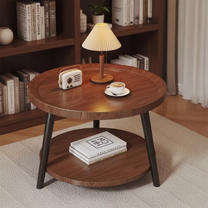 Side Table Small Nordic StyleCoffee Table with Shelf Storage Modern Design Planing Board Top Assembled <strong>Smart</strong> Bedroom <strong>Furniture</strong> - Product Image 2