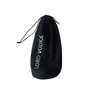 Custom Screen Printed Black Cotton Drawstring Wine Bottle Pouch for <b>Spirit</b> Liquor Bottle Packaging <b>Bag</b> - Product Image 1