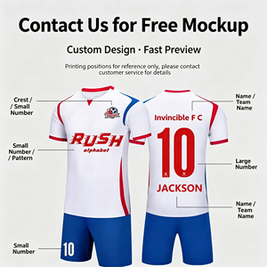 Maillot de football personnalisé respirant 100% polyester pour enfants et adultes, ensemble t-shirt et short avec nom et numéro d'équipe, cadeau personnalisé pour les fans de football - Product Image 2