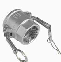 Raccord rapide Camlock en acier inoxydable de type D à filetage femelle avec levier de verrouillage, classe 150, DN15-DN65