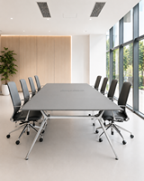 Composant de table de conférence de bureau sur mesure, bureau de réunion personnalisable, plateau de table en MDF thermolaqué, Guangdong FROFETH