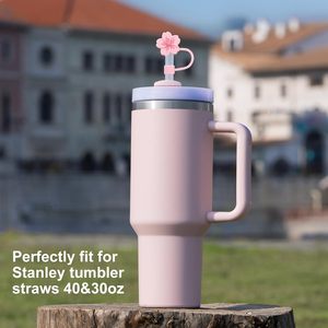Cute Anti-Dust Silicone/PVC Straw Topper Covers for Stan <b>Cup</b> 10mm Flower Design Multi-Design Options Handmade Commercial Use - Product Image 4
