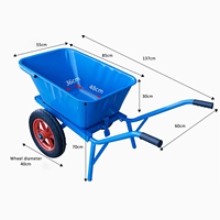 Carretilla Metálica Plegable Reforzada de Dos Ruedas para Transporte de Herramientas Agrícolas, Arena, Lodo y Basura de Jardín