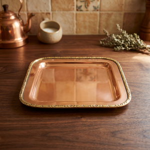 Bandeja de Cobre Sólido con Adornos de Latón - Product Image 3