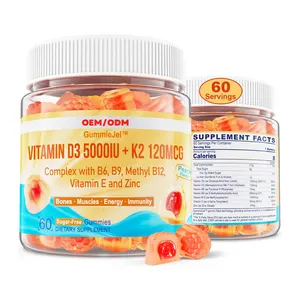 Sugar-Free Vitamin D3 K2-Filled Candy Gummies B Complex Including Methyl B12 B9 B6 Bone Teeth Strength Energy Immune Support