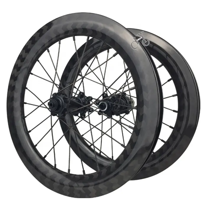 16 Inch Carbon Bike Wheels 36mm x 25mm Clincher Disc Brake 11 Speed Wheel Bicycle Carbon 16 Inch Carbon Bicycle Wheelset 16" 305