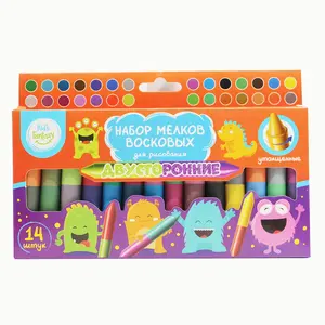 Emballage ODM crayon jumbo double face 24 couleurs 48 couleurs crayons de stock non toxiques