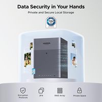 UGREEN NASync DH4300 Plus NAS de 4 Bahías, 120 TB (Sin Discos), Acceso Remoto, Álbum de Fotos con IA, Fácil de Usar para Principiantes, 8 GB de RAM, Almacenamiento en Red