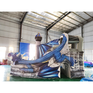 Castillo Inflable Comercial de PVC Azul Caballero con Tobogán, Castillo Inflable con Tobogán Crazy Dragon para Niños - Product Image 4