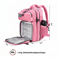 Tas Ransel Pendingin Termal Anti Air Trailpop untuk Perjalanan, Berkemah, Fitness, Warna Pink 45L, Taktis, untuk Gym, dan Manajemen Persiapan Makanan