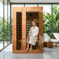 Cabine de sauna autoportante en hemlock pour 2 personnes, moderne, pour salle de sport, chambre/villa, petit appartement, spa intérieur, thérapie anti-stress, infrarouge lointain