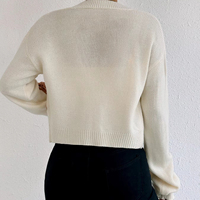 Pull cardigan en tricot court à manches longues avec un motif d'ours mignon et décontracté personnalisé pour femmes