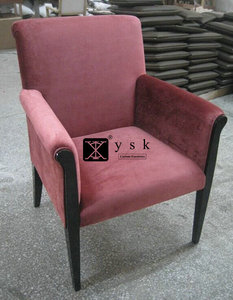 <strong>Mahogany</strong> Wood Legs Commercial US Low Tax <strong>Dining</strong> <strong>Chairs</strong> With Armrest and Beige Linen Fabric Upholstered DC-155 - Product Image 6