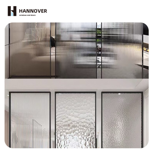 Puerta abatible de aluminio de fácil instalación HANNOVER, cerradura magnética de vidrio transparente, diseño minimalista, uso de partición de baño con bisagras - Product Image 3