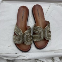 Nouvelles Sandales Plates d'Été pour Femmes, Boucle H, Chaussons Polyvalents à Bout Ouvert Orné de Diamants, Talons Carrés, Semelle Unique Décontractée, Pour la Plage ou l'Extérieur, en PVC