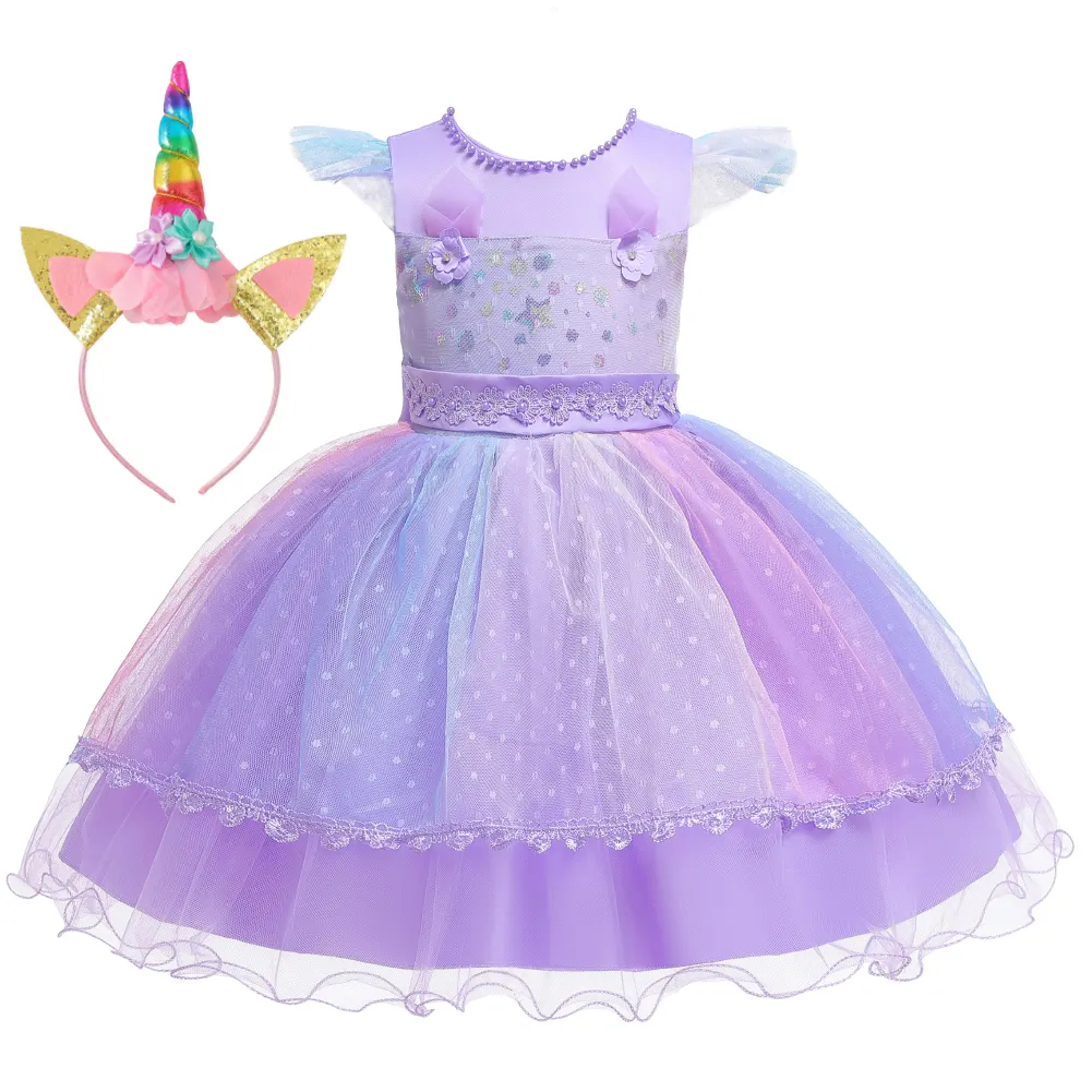 Fantasia de arco-íris para meninas, traje de fantasia para criança, natal, cosplay, vestidos de princesa, de tutu, para aniversário