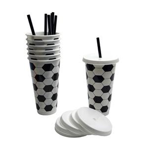 Vasos de Decoración para Fiestas Deportivas, Vasos de Plástico Reutilizables de 24 oz con Tapa y Pajita para Entrenador, Niños y Adultos - Product Image 5
