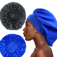 Topi Bonnet rambut noda sutra Logo kustom dengan pita lembut elastis kecantikan topi mandi lembut penutup kepala tidur malam Satin