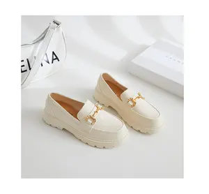 Women's Casual Flat loafer New Fashion wedge outsole walking shoes Thick soled low top shallow mouth Platform Brogue shoes