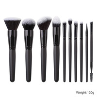 Poils synthétiques végétaliens de haute qualité, manche en bois noir, ensemble de pinceaux de maquillage, ombre à paupières, cosmétique