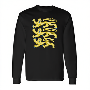 T-shirt britannique à manches longues, design trois lions, thème Royaume-Uni, pour adulte, unisexe, col rond, impression numérique - Product Image 2