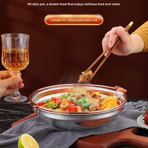 Cross border vendita calda <span class=keywords><strong>Russia</strong></span> 304 a tre strati in acciaio martello commerciale pentola secca Sukiyaki frutti di mare Pan in stile giapponese - Product Image 6