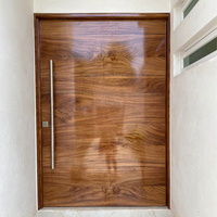 Porte d'entrée en bois massif de style moderne et luxueux Seeyesdoor pour villa, avec serrure à empreintes digitales et prévention incendie