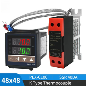 Contrôleur de température numérique PID REX-C100 avec relais SSR 40DA, thermocouple K, sonde de 1 m, thermostat 0-40 degrés, sortie SSR - Product Image 2