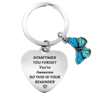 Porte-clés en acier inoxydable Cadeau inspirant pour dames Porte-clés avec mots gravés pour encourager le pendentif