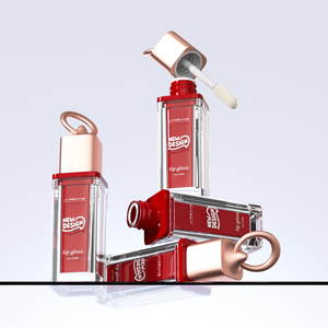 Tubos de Brillo Labial Cuadrados Personalizables de Calidad, Tubo de Lápiz Labial de Plástico Vacío para Cosméticos con Brocha y Llavero - Product Image 1