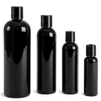 Bouteille de shampooing ronde boston noire opaque avec différents bouchons