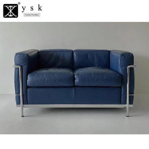 Sofá Chesterfield de cuero azul, sofá de 2 asientos, <span class=keywords><strong>muebles</strong></span> para el hogar para sala de estar, dormitorio, Hotel, Villas, centros comerciales, aplicación OEM - Product Image 1