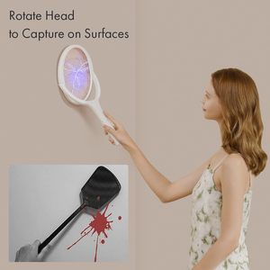 Raquette anti-moustiques rechargeable en ABS solide avec tête rotative et perche télescopique pour la vente en gros - Product Image 2