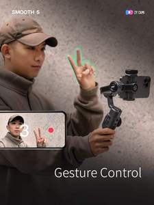 Nouveau stabilisateur de téléphone <span class=keywords><strong>Zhiyun</strong></span> <span class=keywords><strong>Smooth</strong></span> <span class=keywords><strong>5</strong></span> <span class=keywords><strong>Combo</strong></span>, stabilisateur à 3 axes, télécommande vocale détachable, suivi IA, poignée pliable, trépied - Product Image 4