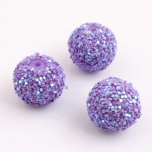 Yeni pullu Glitter parlak boncuk tıknaz kolye takı yapmak için reçine Rhinestone topu boncuk - Product Image 5