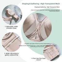 Soutien-gorge sans armatures en satin réfléchissant la lumière pour femmes rondes ; Respirant, sans coutures, avec design en maille ajourée, contrôle latéral et fermeture à quatre rangées à l'arrière
