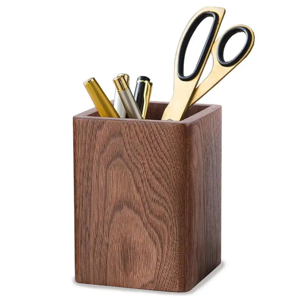 Экологичный органайзер для офисного стола, деревянный держатель для карандашей из орехового дерева, деревянный держатель для ручек на заказ