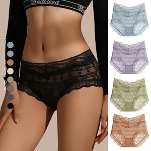 Wholesale Breathable Underpants High Waist <strong>Boxer</strong> Lightweight Lace Panties Nylon Fabric Anti-bacterial <strong>Women's</strong> <strong>Underwear</strong>