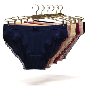 Braguitas de encaje sexy al por mayor para mujer, <span class=keywords><strong>ropa</strong></span> <span class=keywords><strong>interior</strong></span> de algodón acanalado sin costuras, bragas cómodas con lazo, lencería suave para mujer - Product Image 6