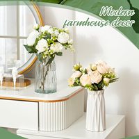 Lot de 24 têtes de pivoines artificielles en tissu de soie, blanc et champagne, pour la vente en gros