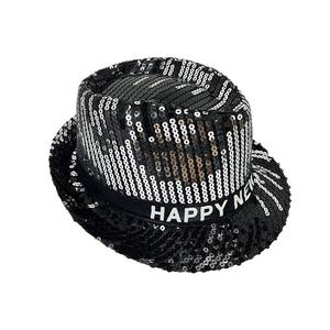 Cappello Fedora con paillettes per adulti Deluxe felice anno nuovo - Product Image 3