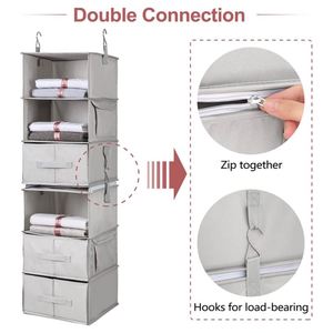 Pack 6-Shelf Hanging Closet Organizer, 2 Separable Hanging Shelves with 3 Drawers Clothes Organizer Shelves for Bedroom Closet - Product Image 3