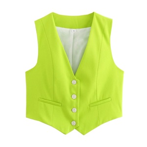 <span class=keywords><strong>Gilet</strong></span> <span class=keywords><strong>sans</strong></span> manches pour <span class=keywords><strong>femme</strong></span>, col en V, couleur bonbon, haut court décontracté, <span class=keywords><strong>gilet</strong></span> ajusté, haut de <span class=keywords><strong>costume</strong></span>, tendance - Product Image 6
