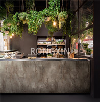 Bancone Espositore di Design Moderno per Caffetteria Bancone Bar per Dolci in Pietra Arredamento in Legno per Panetteria Design di Interni per Negozio di Caffè