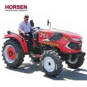 HORSEN-tractor agrícola 4WD de 35hp con toldo de barra enrollable para máquina fresadora, arado, remolque, cargador frontal, fabricado en china