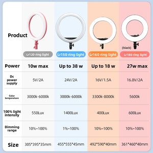 Aro de Luz Godox Shenniu LR120/LR160/LR180 para Teléfono Móvil, Luz LED para Fotografía y Transmisiones en Vivo, con Temporizador y Color Ajustable - Product Image 2