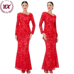 Ensemble de robe islamique Baju Kurung pour femmes musulmanes, de qualité supérieure, avec broderie en dentelle, moderne 2026 - Product Image 1